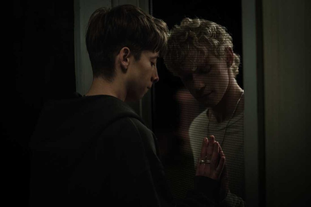 Adrian Chiarella’s “Leviticus” shows that horror’s final boys can find love : NPR Naim (Joe Bird) and Ryan (Stacy Clausen) in “Leviticus”
