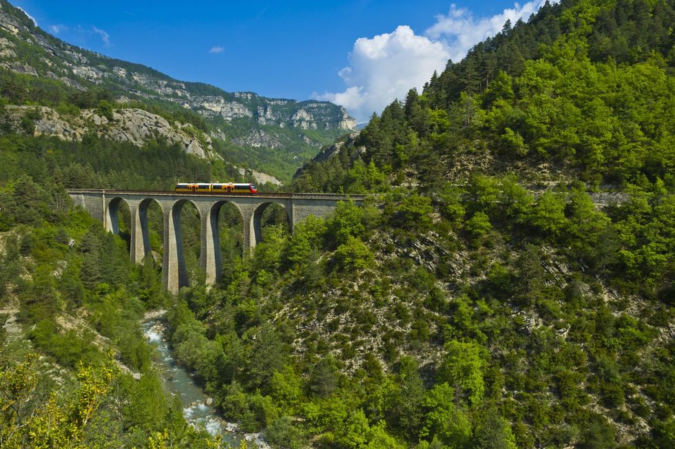 Europe’s best rail holiday destinations offer spectacular scenery and low prices France, Alpes de Haute Provence, Mu00e9ailles village, the train des Pignes