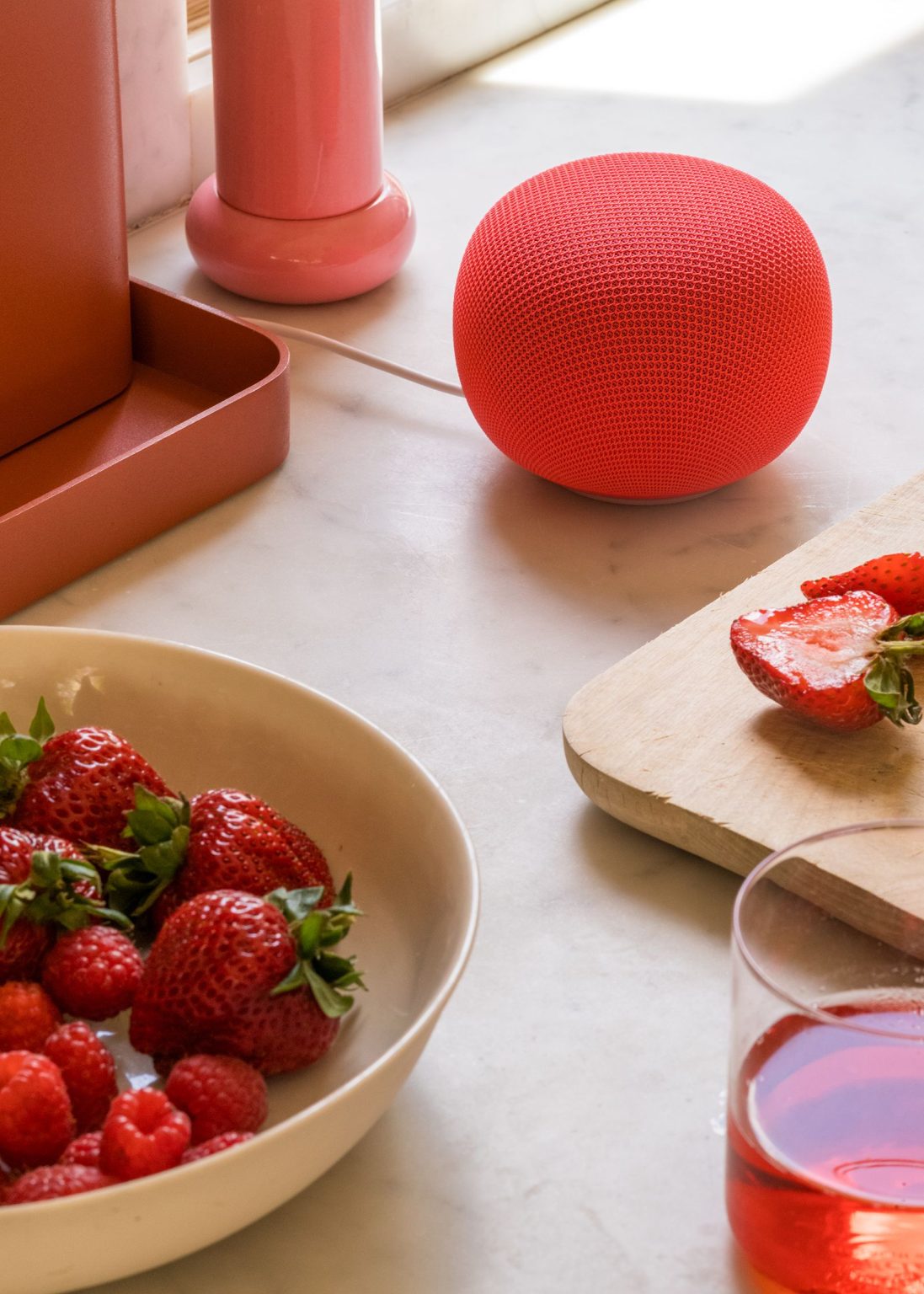 The Gemini-Powered Google Home Speaker Is Finally Here Image may contain Berry Food Fruit Plant Produce Strawberry Food Presentation and Raspberry